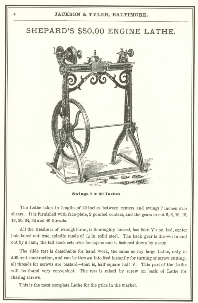Early light duty foot powered metal lathe