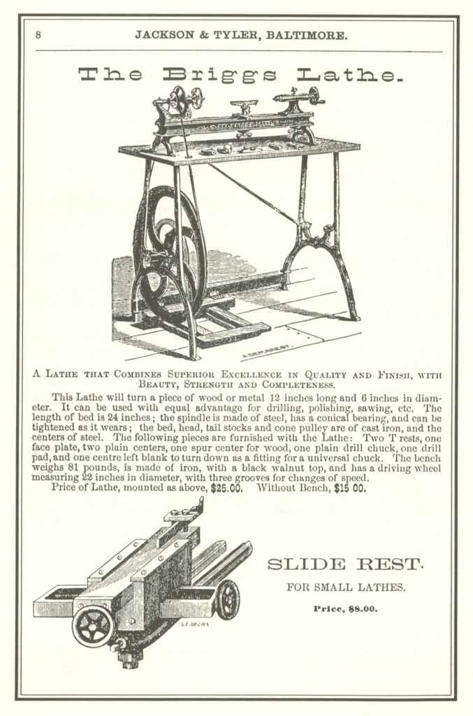 Briggs lathe on factory stand